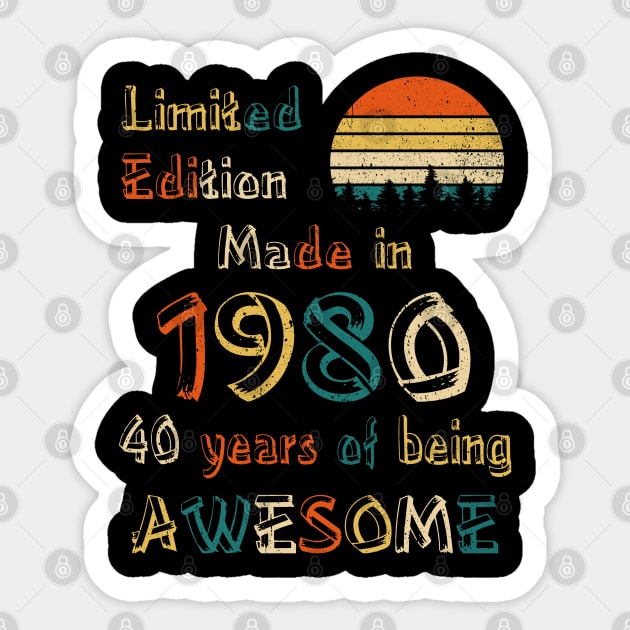 Vintage 1980 Made in 1980 40th Birthday Sticker by Johnathan Allen Wilson